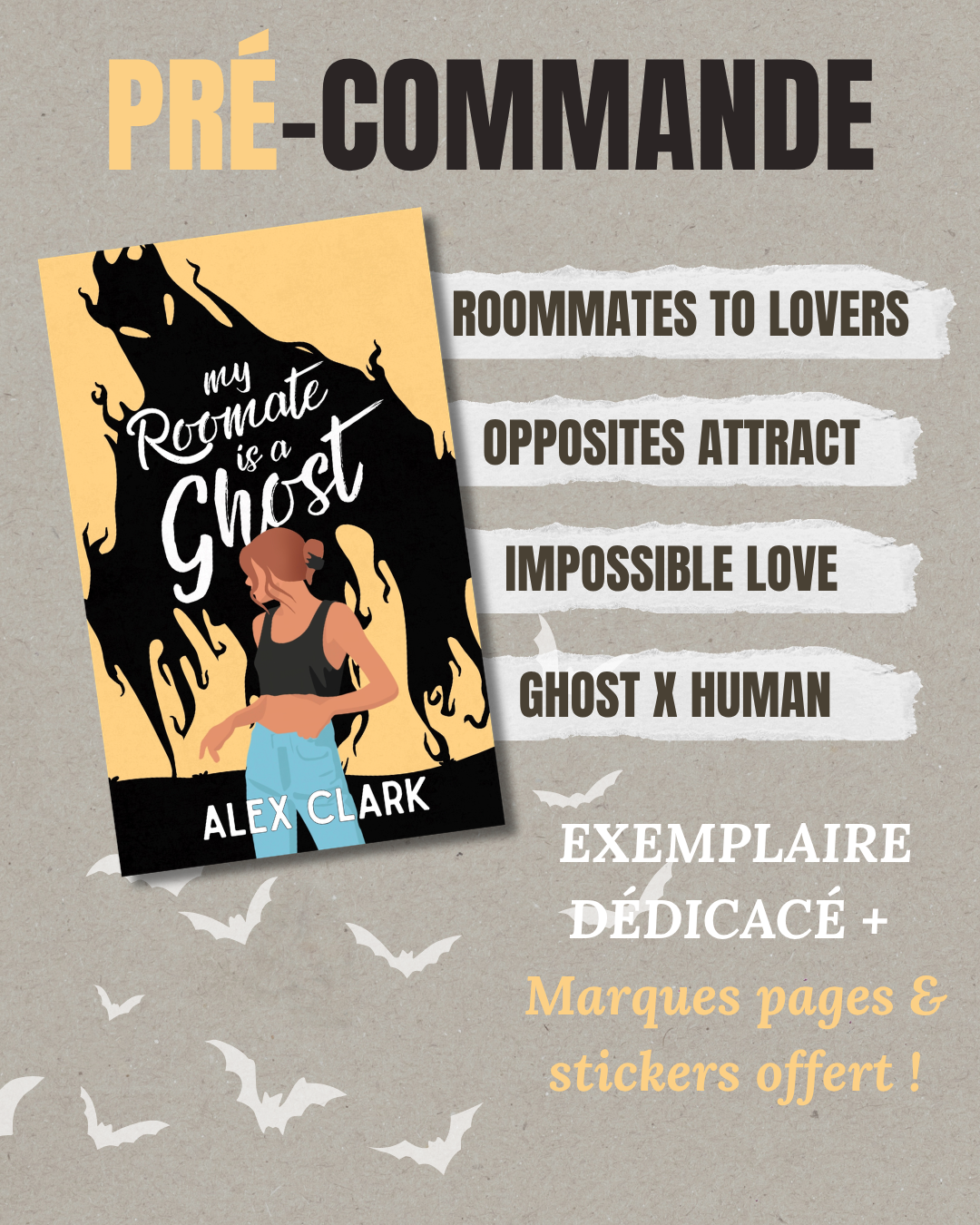 Précommande de My roommate is a ghost : exemplaire dédicacé accompagné d’un marque-page et de stickers offerts